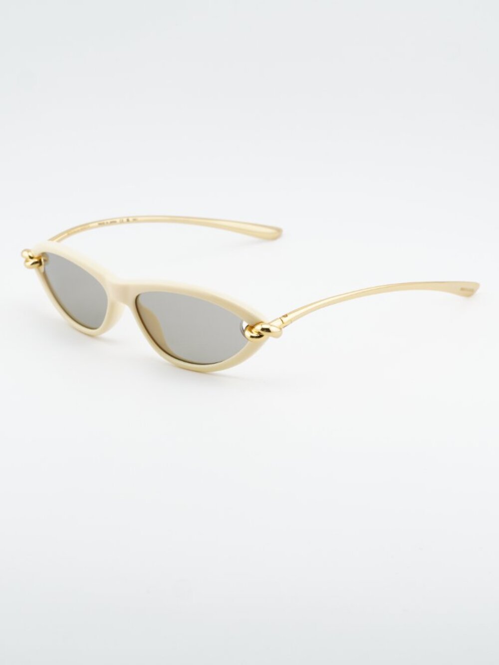 Bottega Veneta BV1390S 007 Sunglasses Beige / Gold Cat Eye Frame, Grey Lenses